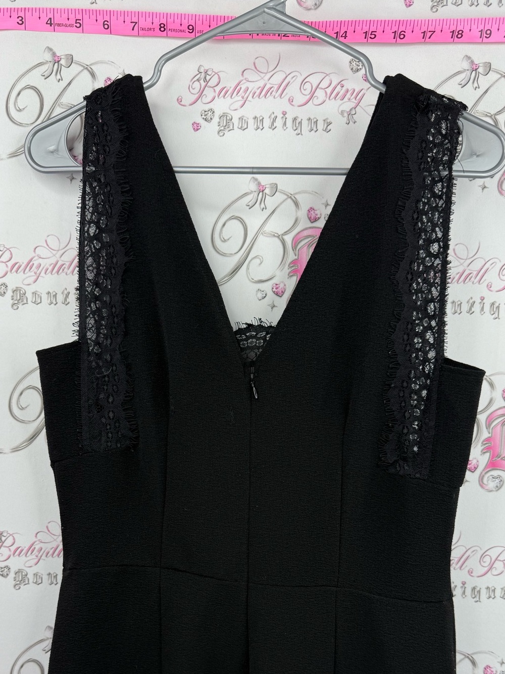 Dynamite romper jumper one piece lace Black V-Neck Lace-Trim Romper - Picture 6 of 12
